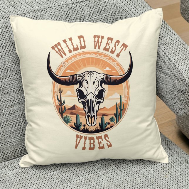Coussin Vibes du Far West Crâne de Vache (Créateur téléchargé)