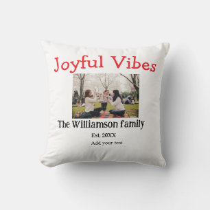 Coussin Vibes joyeux Noël vacances famille cadeaux photo