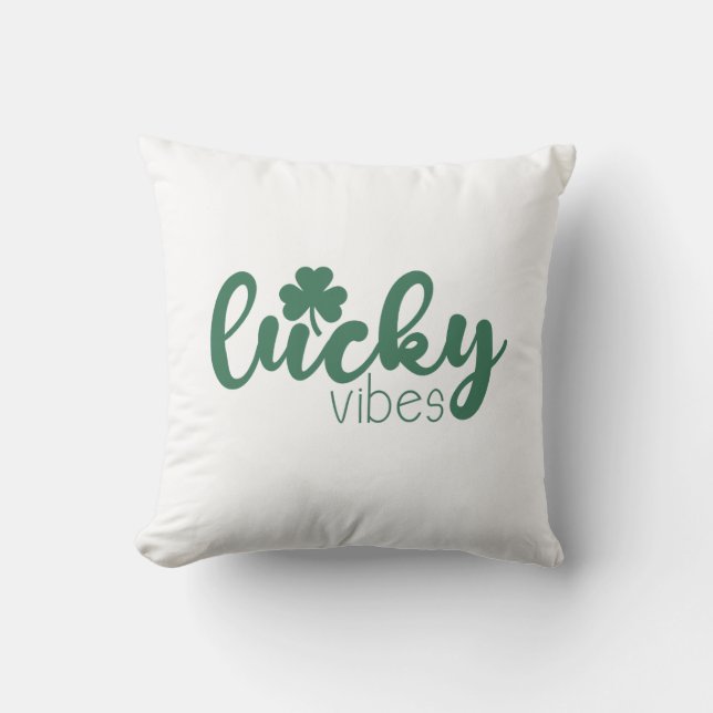 Coussin Vibes Lucky de la Saint Patrick avec trèfle vert (Recto)
