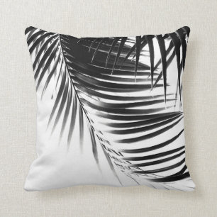 Coussin Vibes noires et blanches de palmiers Feuilles #1 #