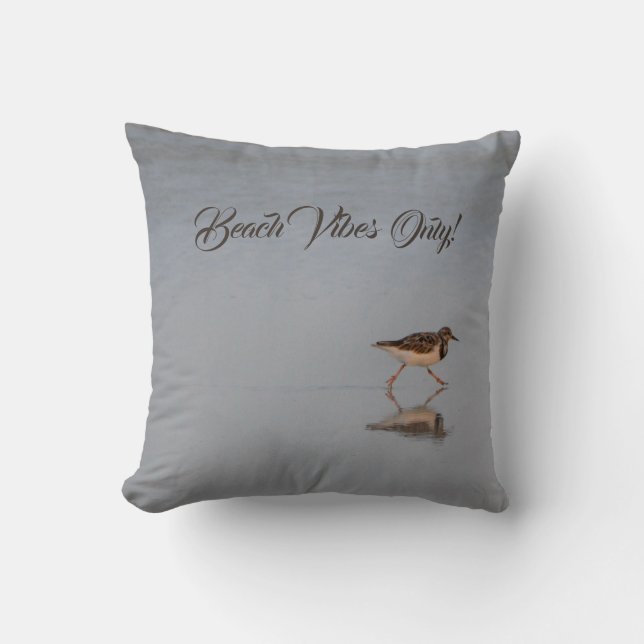 Coussin Vibes Plage Seulement Avec Sandpiper Courir Photo (Recto)