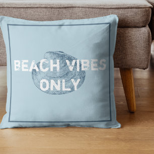 Coussin Vibes Plage Seulement Police Bleue