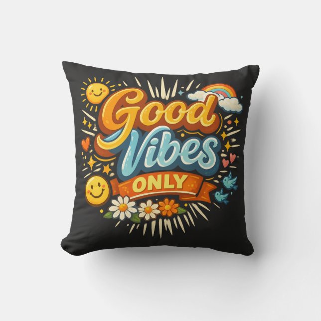 Coussin Vibes Positives Uniquement (Recto)