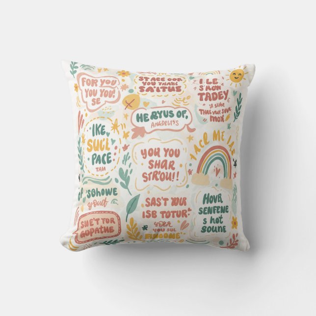 Coussin Vibes positives uniquement : Imprimantes Doodle Ar (Recto)