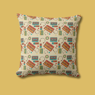 Coussin Vibes rétro - 1980 Cassette Tapes Motif
