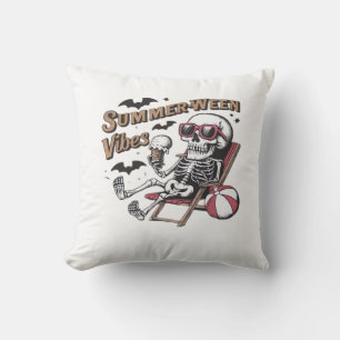 Coussin Vibes Sumerween Joyeux Squelette Crème Glacée Été