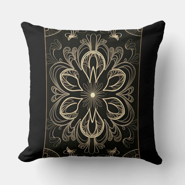 Coussin Vibrant Abstrait Floral Gold double conception (Recto)