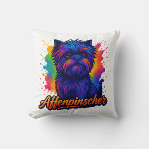 Coussin Vibrant Affenpinscher Pop Art Portrait - Coloré