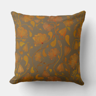 Coussin Vibrant Autumn floral in orange and brown