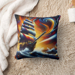 Coussin Vibrant Bateau Pirate Naviguant À Travers Des Mers