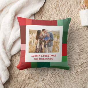 Coussin Vibrant Bloc de Couleurs Géométriques Noël Photo