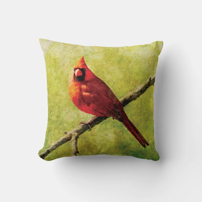 Coussin Vibrant Cardinal Throw Pillow | Nature Home Decor (Recto)