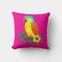 Coussin vibrant de perroquet tropical