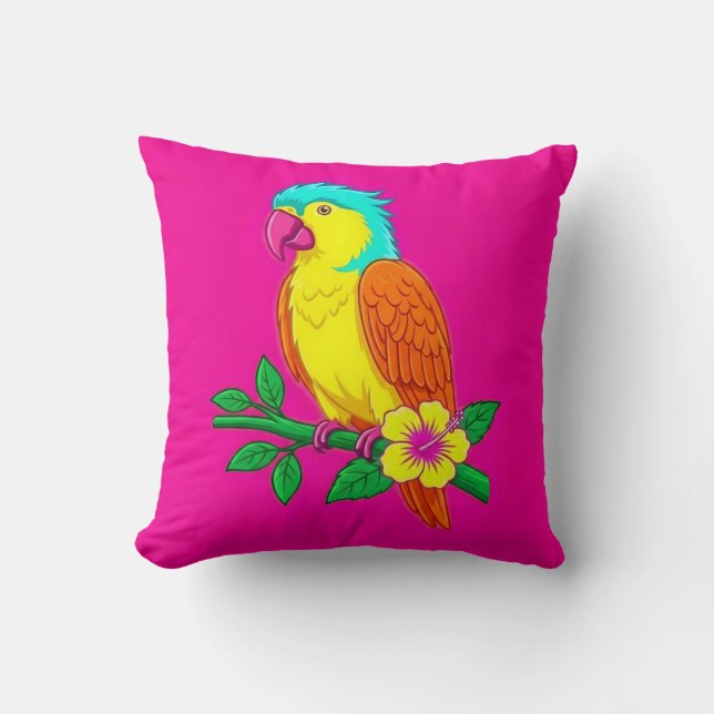 Coussin vibrant de perroquet tropical (Recto)
