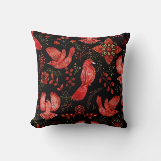 Coussin  Vibrant floral and leafy pattern designs (Recto)