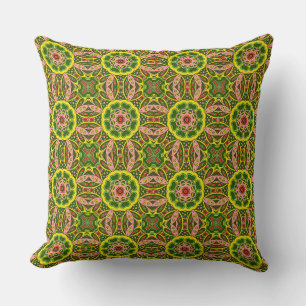 Coussin Vibrant Floral Vert Rouge Orné Motif Design