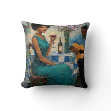 Vibrant Jazz Woman Teal Bistro Art
