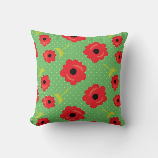 Coussin Vibrant Motif Red Poppy (Recto)