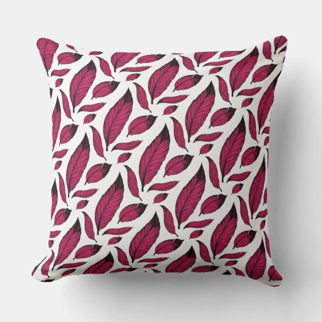 Coussin Vibrant Pink Feather Pattern (Recto)