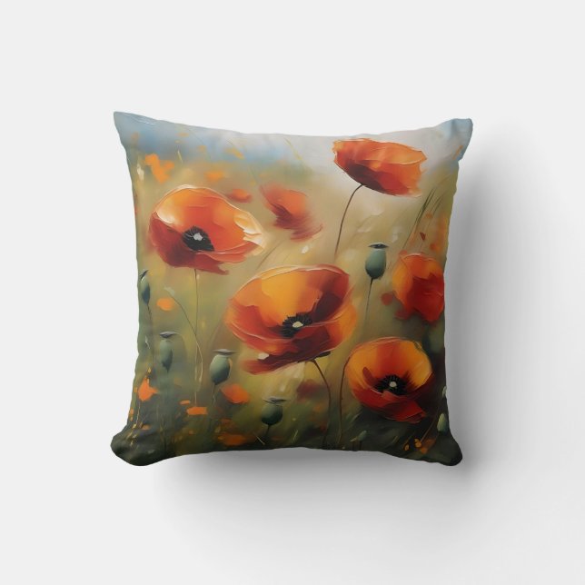 Coussin Vibrant Poppies sauvages Serene Field (Recto)