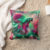 Coussin "Vibrant Rose & Green Betta Fish Art" (Couverture)