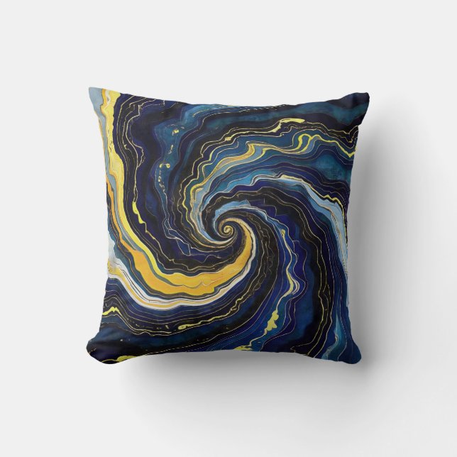 Coussin Vibrant Swirls of Blue and Gold 2 (Recto)