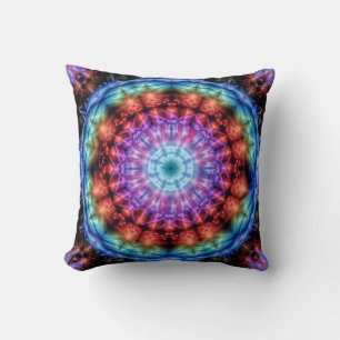 Coussin Vibrant Tie Dye Kaleidoscope Rainbow Mandala