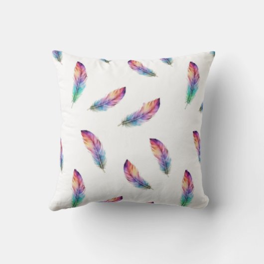 Coussin Vibrant Watercolor Feather All-Over Print (Verso)