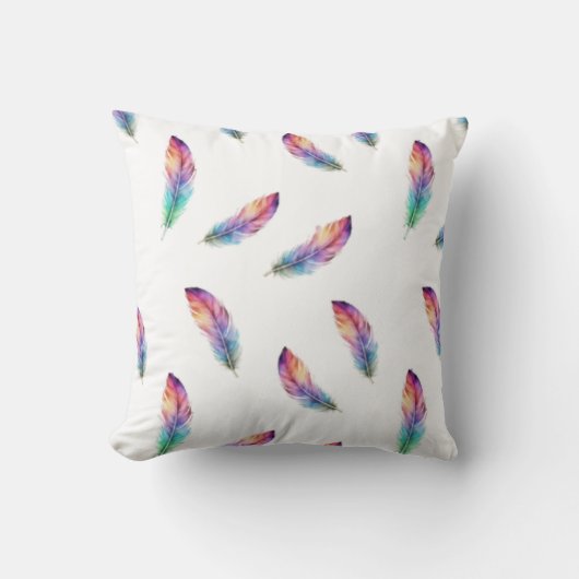 Coussin Vibrant Watercolor Feather All-Over Print (Recto)