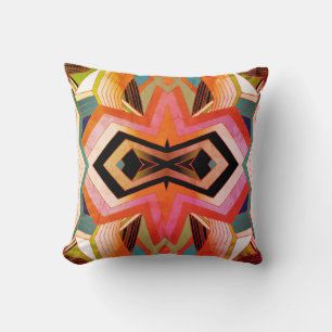 Coussin Vibrations géométriques vintage colorées