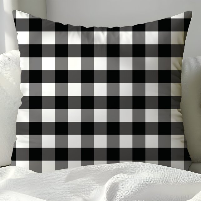 Coussin Vichy Tamisé Rustique Buffle Noir Et Blanc (Créateur téléchargé)