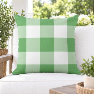 Coussin Vichy vert classique à carreaux grands blancs