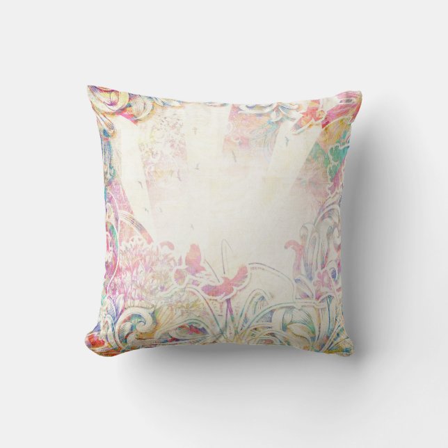 Coussin Victorien romantique avec la frontière de fleur (Recto)