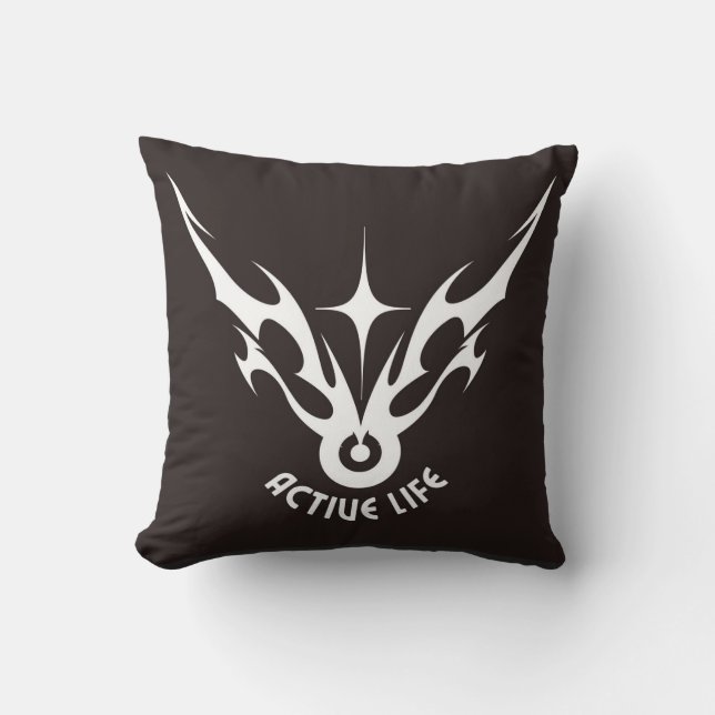 Coussin Vie active – Emblème étoile Tribal Wings (Recto)