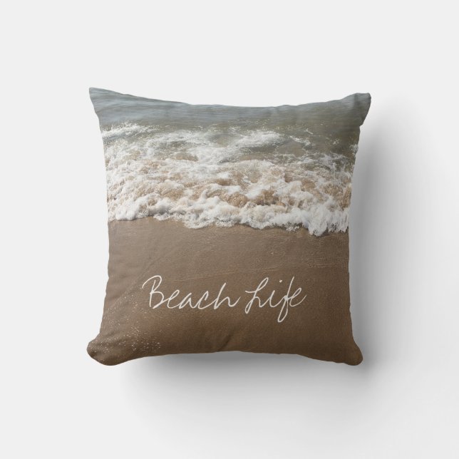 Coussin Vie de plage Citations Vagues Océan Plat d'eau côt (Recto)