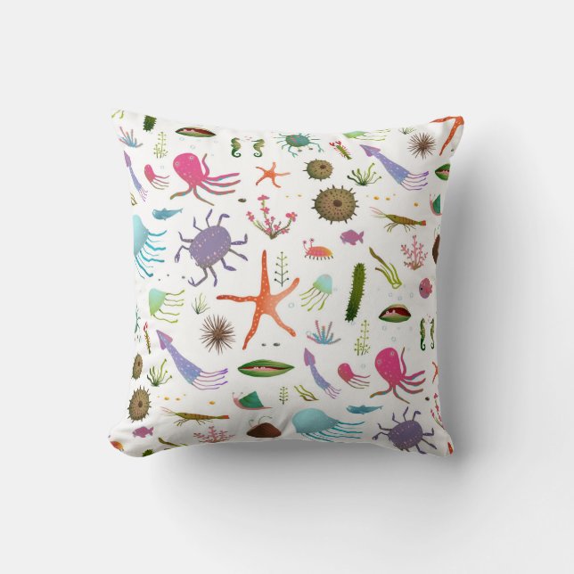 Coussin Vie marine colorée (Recto)