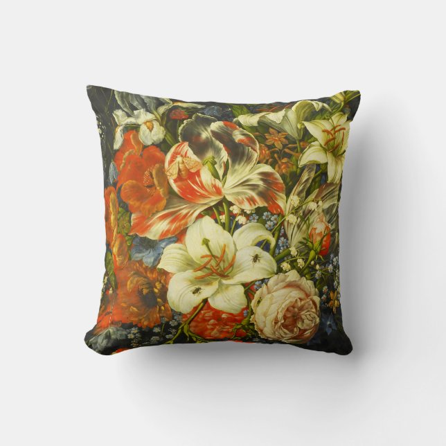 Coussin Vie morte avec fleurs et fruits (Recto)