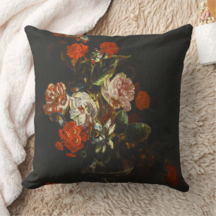 Coussin Vie morte vintage avec fleurs