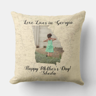Coussin Vieille Carte L'Amour Vit En Géorgie Photo Façonné