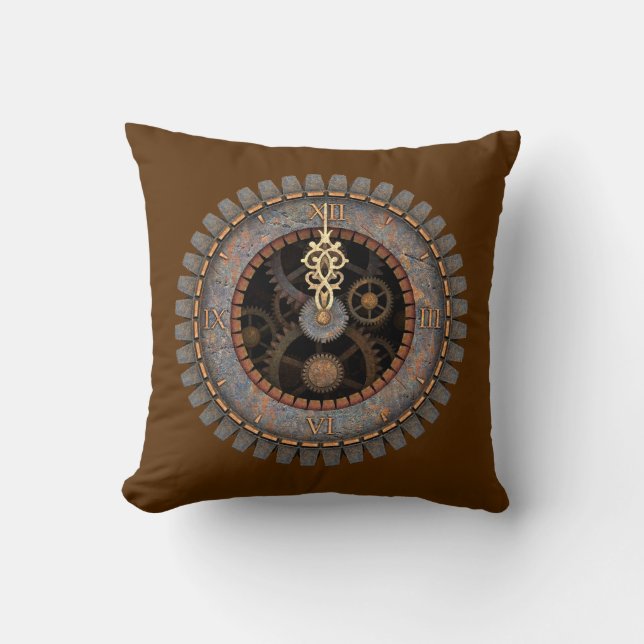 Coussin Vieille horloge #1C de Steampunk (Recto)