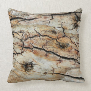 Coussin Vieille image naturelle en bois criquée d'écorce