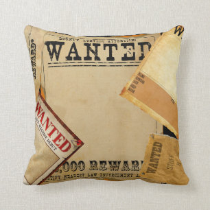 Coussin Vieilles affiches Recherchées occidentales sur le