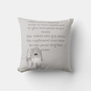 Coussin Vielle Mère Hubbard dessin animé amusant en gris