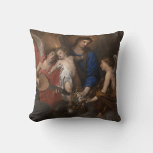 Coussin Vierge et enfant avec la musique faisant des anges