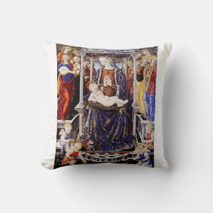 Coussin Vierge et Enfant Enthronisés avec Ange jouant de l