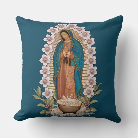 Coussin Vierge Guadalupe Catholique Noël bébé Jésus (Recto)
