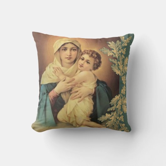 Coussin Vierge Madonna Marie avec Bébé Jésus (Recto)