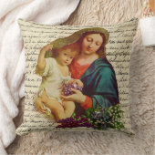 Coussin Vierge Marie béni avec Jésus tenant des raisins (Couverture)