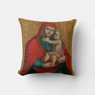 Coussin Vierge Marie et Enfant Jésus par Jan Rombauer