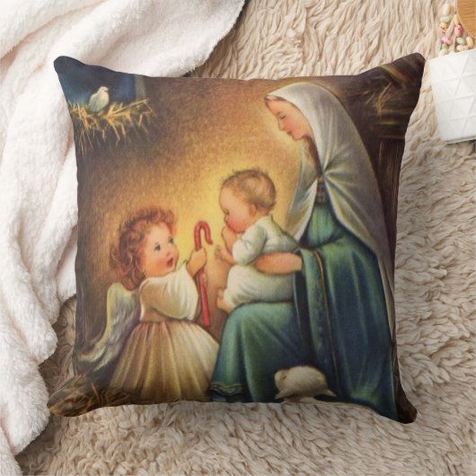 Coussin Vierge Marie Noël avec l'enfant et l'ange du (Couverture)